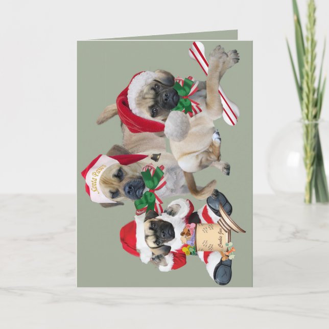 Cartão De Festividades Puggle Merry Christmas Cards (Frente)