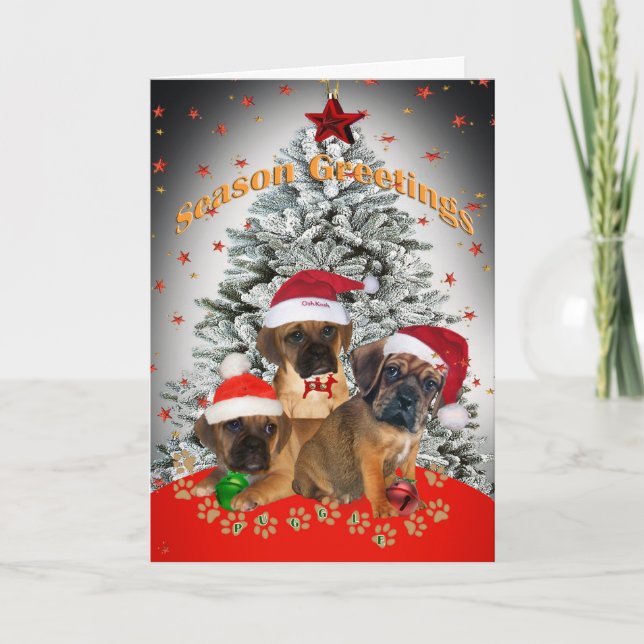 Cartão De Festividades Puggle Season Greetings Cards (Frente)