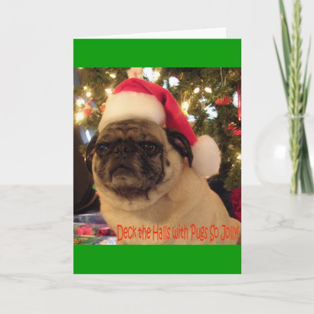 Cartão De Festividades Puggy Greetings: Christmas (Frente)
