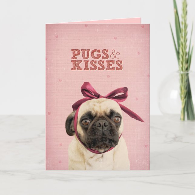 Cartão De Festividades Pugs & Kisses by itslolathepug (Frente)
