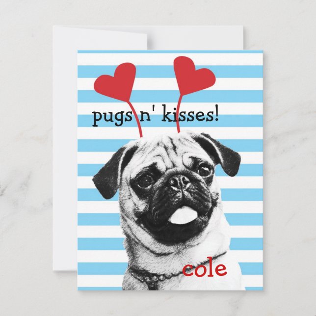 Cartão De Festividades Pugs n' Kisses Valentine Card (Frente)