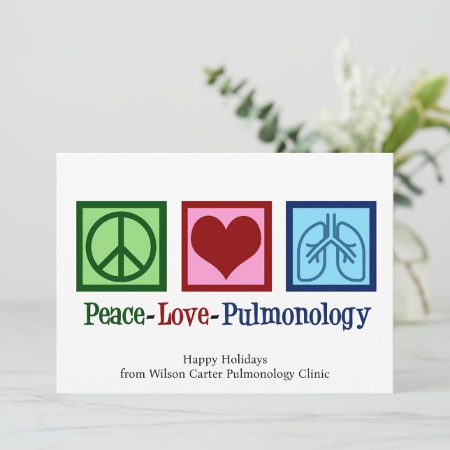 Cartão De Festividades Pulmonólogo Personalizável do Peace Love (Em pé/Frente)