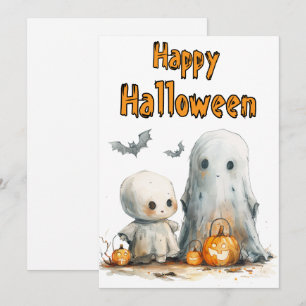 Cartão De Festividades Pumpkin Parade - Um Duo de Halloween Whimsso
