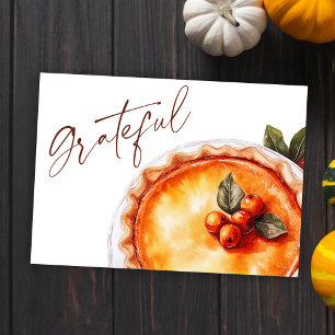 Cartão De Festividades Pumpkin Pie Fall Rustic Grateful Graças