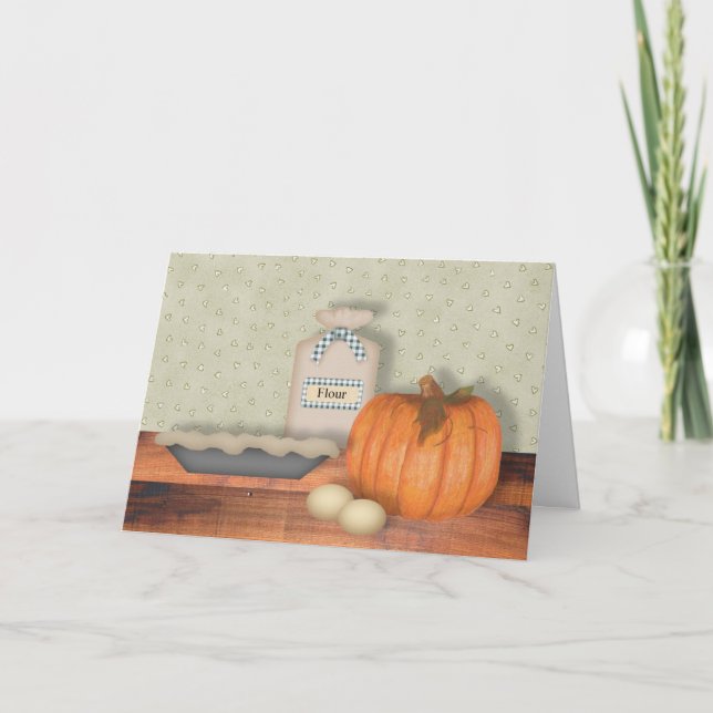 Cartão De Festividades Pumpkin Pie Thanksgiving Card (Frente)