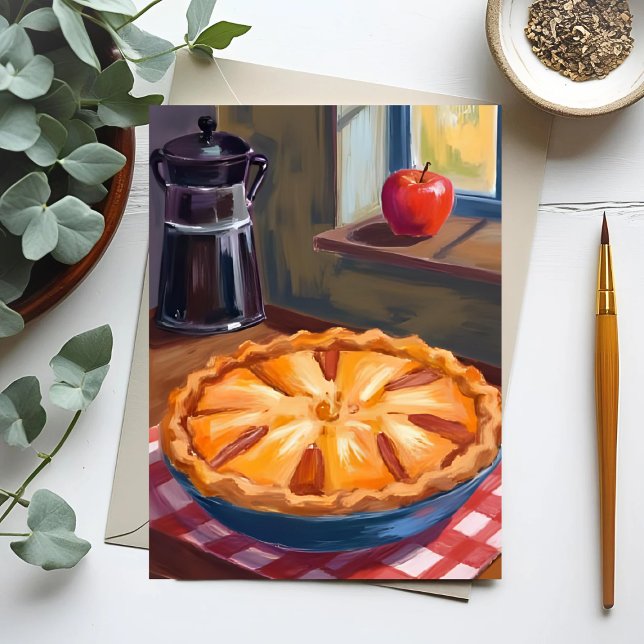 Cartão De Festividades Pumpkin Pie Thanksgiving Watercolor (Criador carregado)