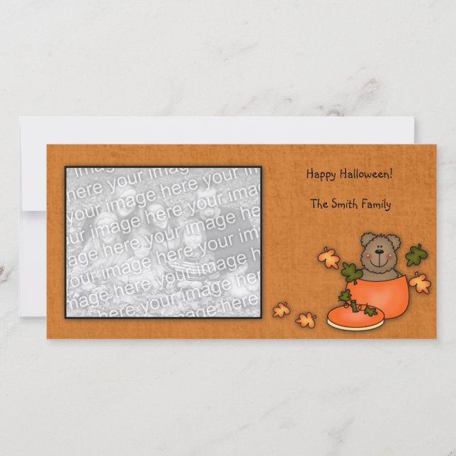 Cartão De Festividades Pumpkin Teddy Bear Photo card (Frente)
