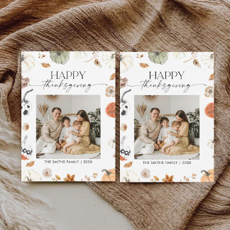 Cartão De Festividades Pumpkins Thanksgiving Flat Holiday Card