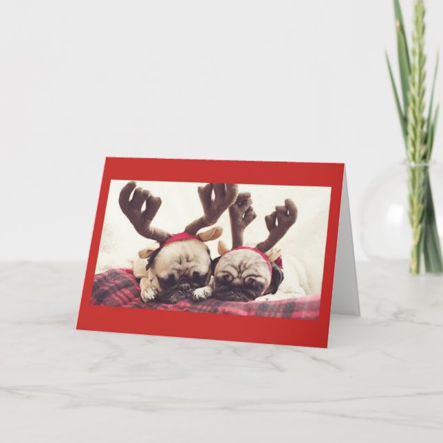 Cartão De Festividades Puppy Christmas Themed Festive Card (Frente)