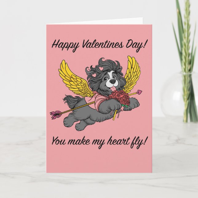 Cartão De Festividades Puppy Dog Cupid Valentine’s Day Card -blank inside (Frente)