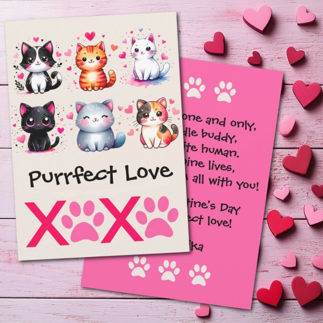Cartão De Festividades Purfect Love Gato Cute Themed Namorados (Criador carregado)