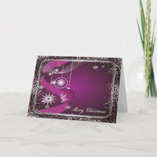 Cartão De Festividades Purple and Silver framed ornament