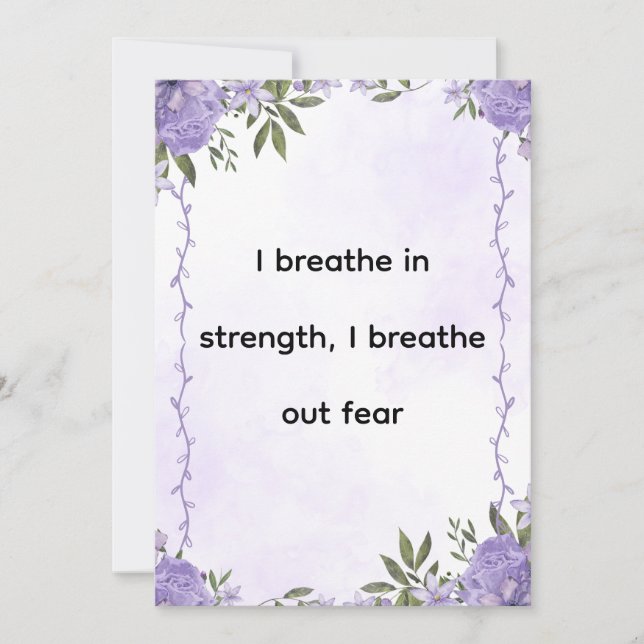 Cartão De Festividades Purple Floral Strength & Calm Affirmation (Frente)