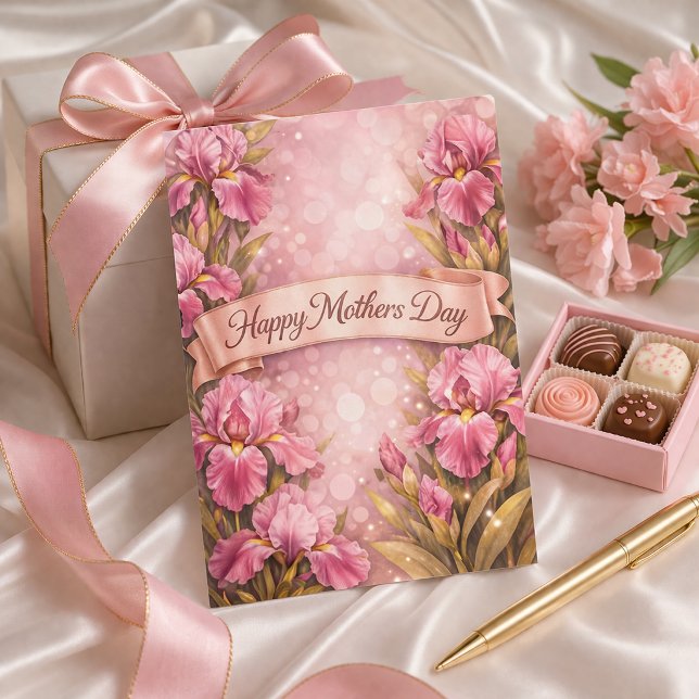 Cartão De Festividades Purple Iris Mother’s Day Greeting Design (Criador carregado)