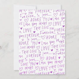 Cartão De Festividades Purple Love Doodle Hearts Handwritten Pattern 
