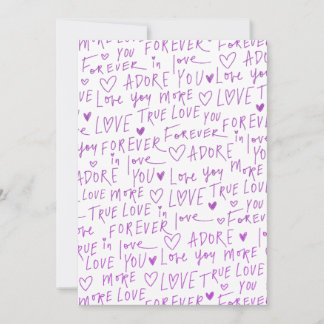 Cartão De Festividades Purple Love Doodle Hearts Handwritten Pattern