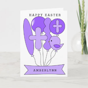 Cartão De Festividades Purple Religious Happy Easter