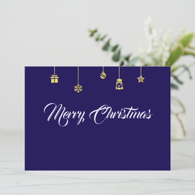 Cartão De Festividades Purple wish card Merry Christmas (Em pé/Frente)