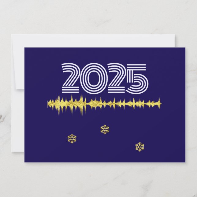 Cartão De Festividades Purple wish card New Year with wave snowflakes (Frente)