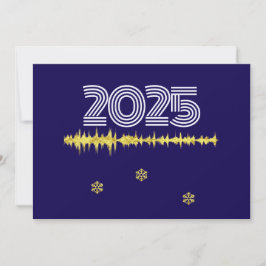 Cartão De Festividades Purple wish card New Year with wave snowflakes