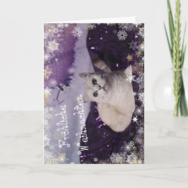 Cartão De Festividades Purple XMAS Cats