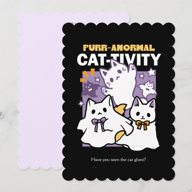 Cartão De Festividades Purr-anormal Cat tivity - Halloween Cat Design (Frente/Verso)