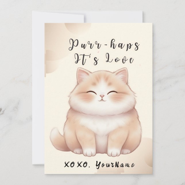 Cartão De Festividades Purr-haps It’s Love Cute Cat Valentine Card (Frente)