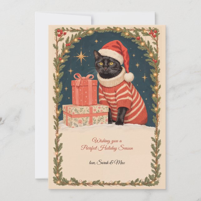 Cartão De Festividades Purrfect Holiday Season Holiday Card (Frente)