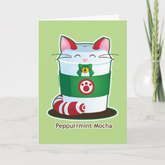 Cartão De Festividades Purrista Pawfee - Cute Holiday Coffee Cat