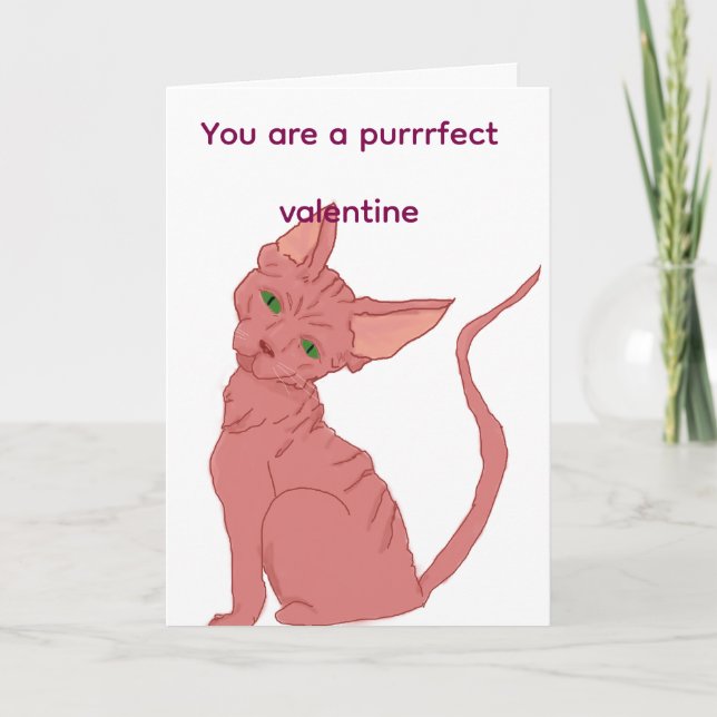Cartão De Festividades Purrrfect valentine sphinx cat card  (Frente)
