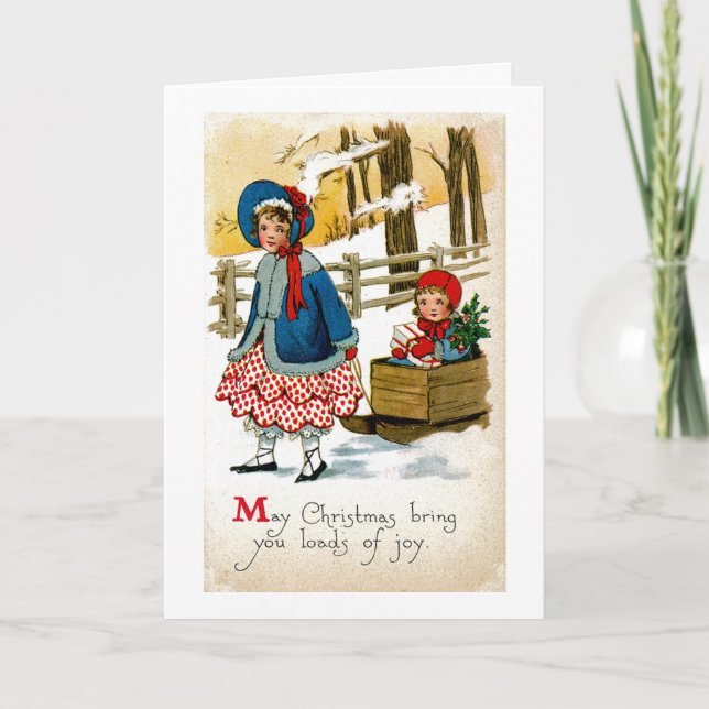 Cartão De Festividades Puxando o trenó (Frente)