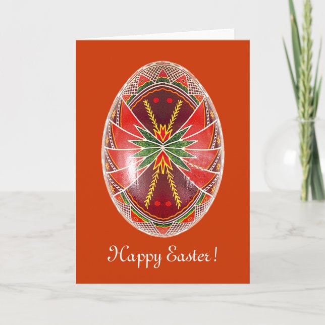 Cartão De Festividades Pysanky Ukrainian Painted Egg Easter Card (Frente)