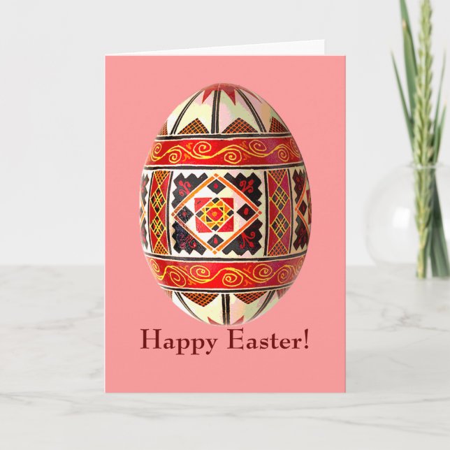 Cartão De Festividades Pysanky Ukrainian Painted Egg Easter Card (Frente)