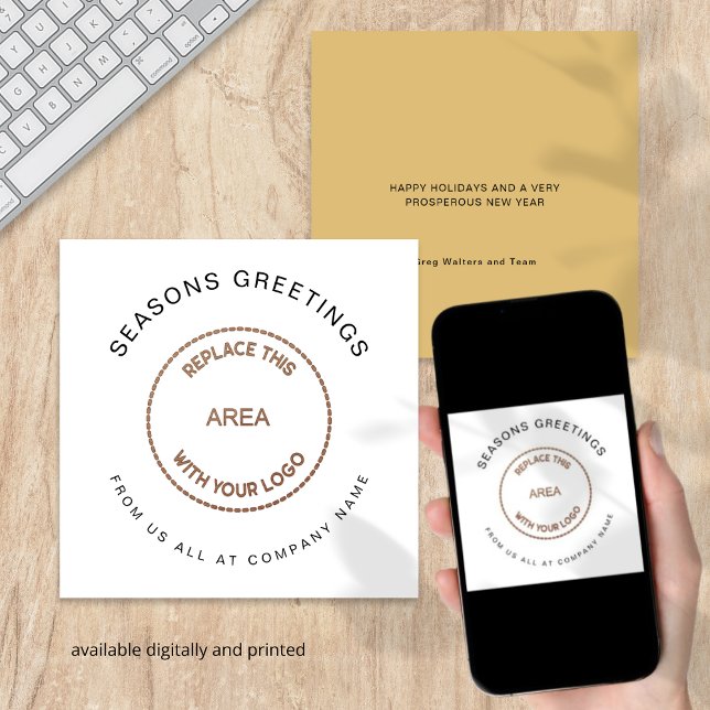 Cartão De Festividades Quadrado de Natal Corporativo Simples (Front and back view. Available digitally and printed)