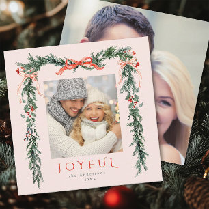 Cartão De Festividades Quadrado Rosa Cinzento de Foto com Quadro Feliz de