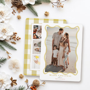 Cartão De Festividades Quadro Amarelo Ondulado 4 Fotos Natal
