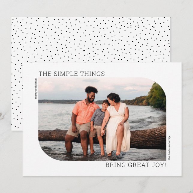 Cartão De Festividades Quadro Curvo Mínimo Moderno 1 Foto Natal (Frente/Verso)