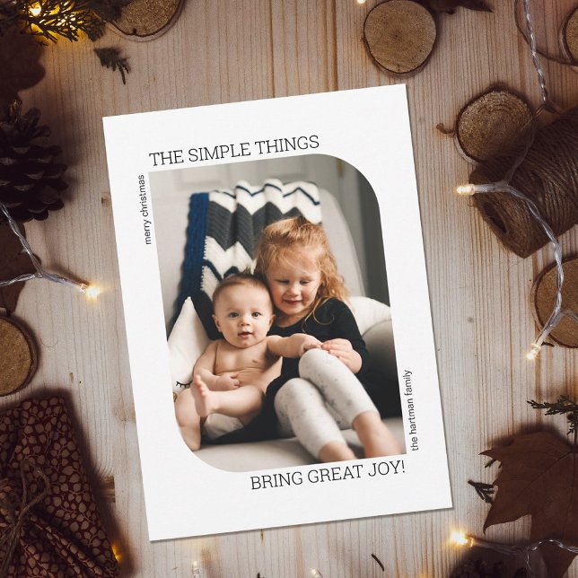 Cartão De Festividades Quadro Curvo Moderno Mínimo 1 Foto Natal (Criador carregado)