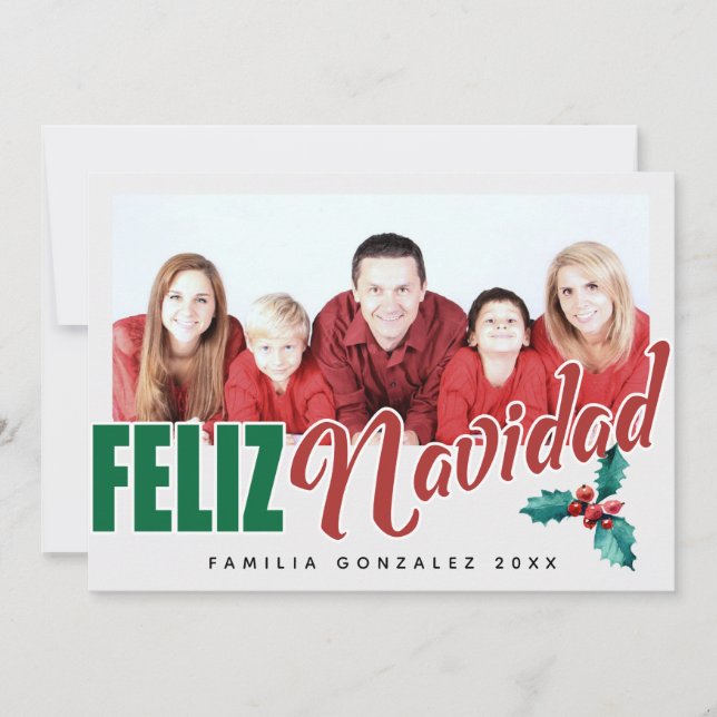 Cartão De Festividades Quadro da foto de Feliz Navidad (Frente)