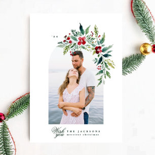 Cartão De Festividades quadro de arco de foto clássico com grinalda moder