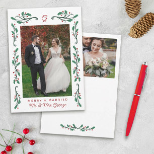 Cartão De Festividades Quadro de Azevinho Vermelho Fotos de Natal Alegre
