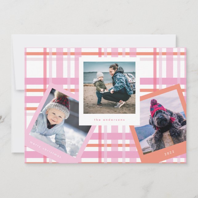 Cartão De Festividades Quadro de Booth com várias fotos | Gingham Felry C (Frente)