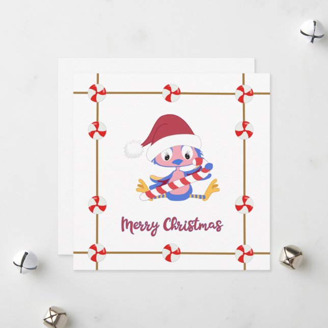 Cartão De Festividades Quadro de Doces BlueBird Natal Personalizável (Frente/Verso In Situ)