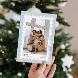 Cartão De Festividades Quadro de Foto de Correio Natal