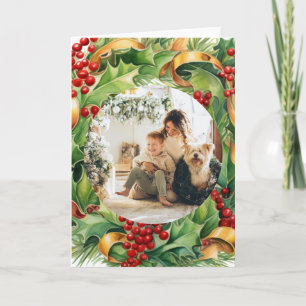 Cartão De Festividades Quadro de Foto de Folhagem de Inverno de Natal