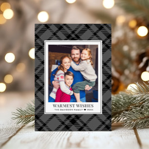 Cartão De Festividades Quadro de Foto Xadrez Preto com Saudações Cordiais