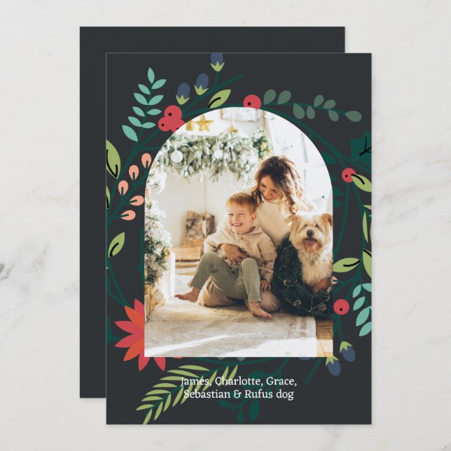 Cartão De Festividades Quadro de Fotografias da Folhagem de inverno de Na (Frente/Verso)