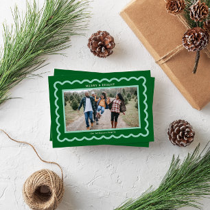Cartão De Festividades Quadro de Fotografias de Scallop Simples Verde e M