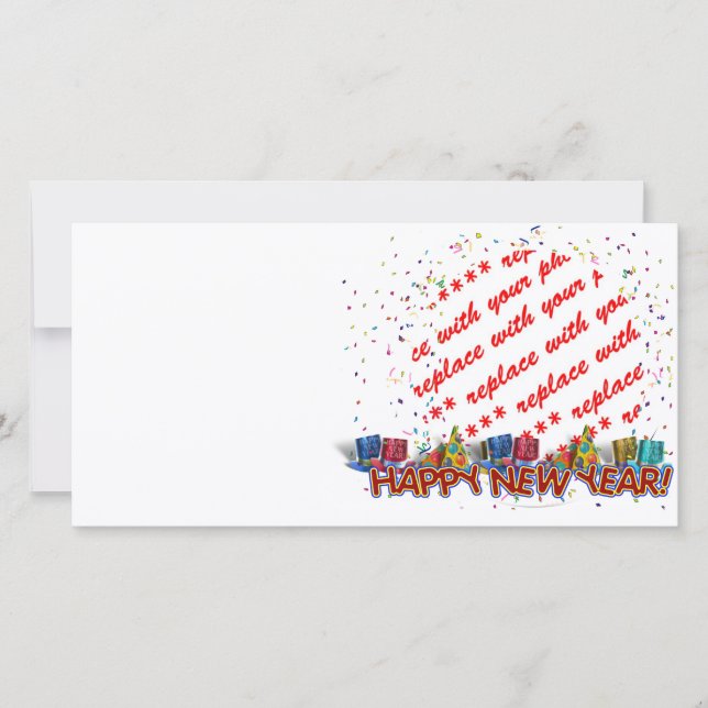 Cartão De Festividades Quadro de Fotografias do Feliz ano novo Party Hats (Frente)