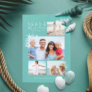 Cartão De Festividades Quadro de Fotografias para o Oceano Teal nos Mares